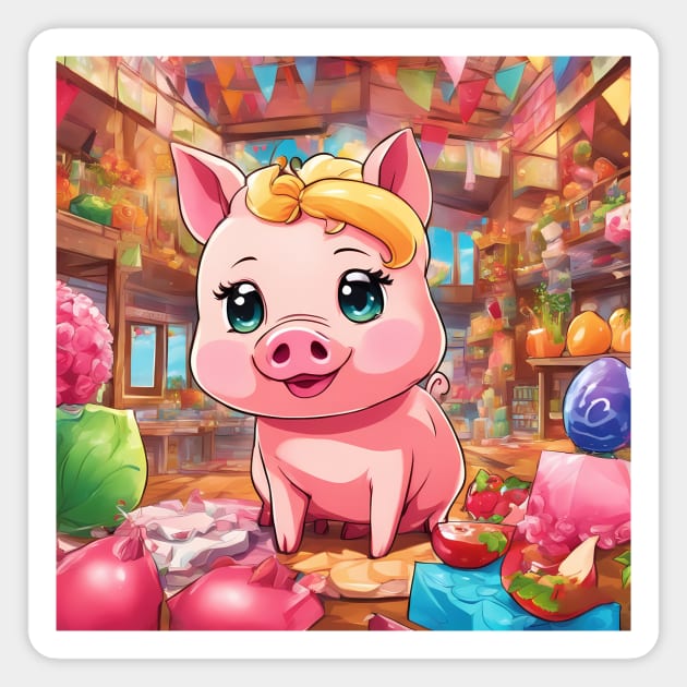 hip hop pig girl on the table pose Magnet by animegirlnft